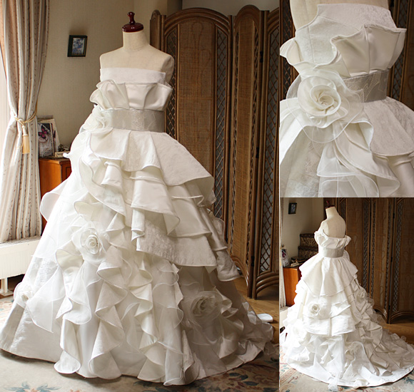 着物ウェディングドレス シルクサテン オーダーメイド 北海道岩見沢市の花嫁様ドレス