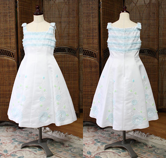 子供用パーティードレス ホワイト＆ライトブルー レンタル