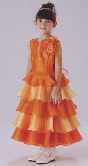 子供用パーティードレス オレンジ レンタル