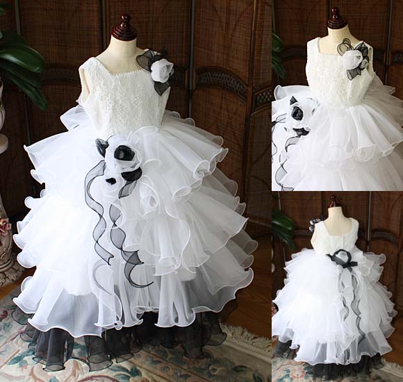 ピアノの発表会ドレス コンクールドレス ブラック＆ホワイト