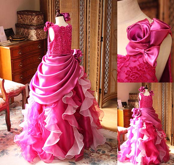 チェリーピンクのジュニアサイズドレス