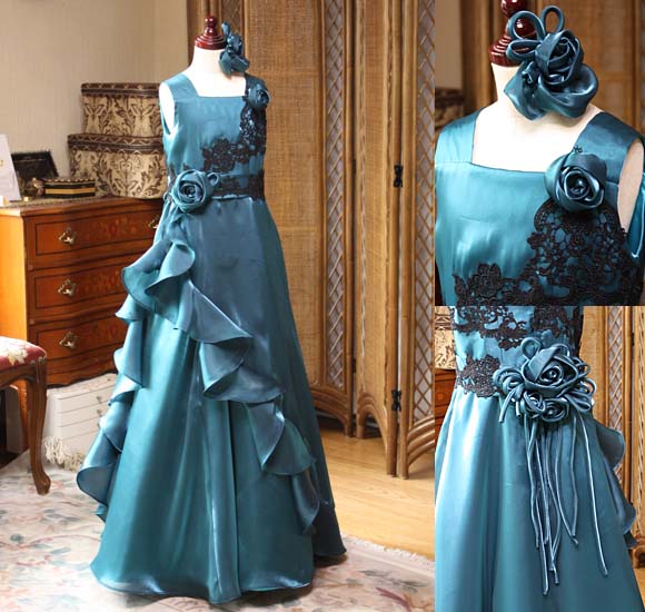 ピアノの発表会ドレス コンクールドレス グリーン