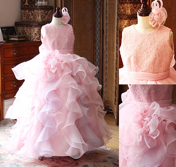 サーモンピンク ピアノ発表会ドレス オーダーメイド