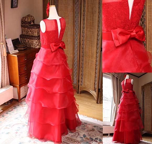 ティアードスカートデザイン リボンの詳細