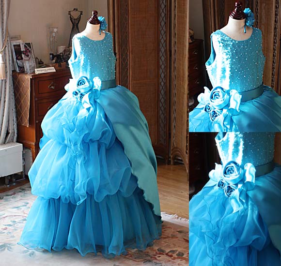 ピアノ発表会ドレス ターコイズブルー オーダーメイド 静岡県