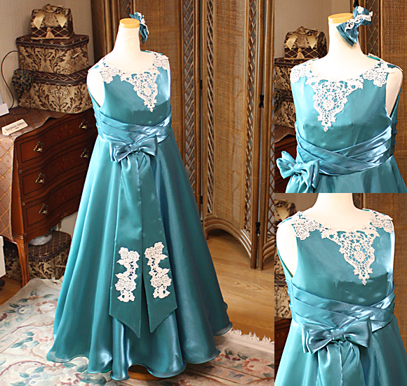 ピアノのコンクールドレス アンティークグリーン 高知県 オーダーメイド