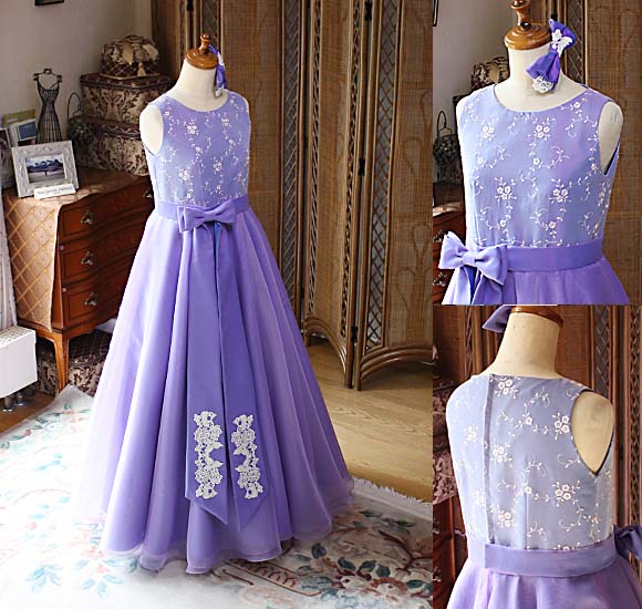 パープルカラー  ピアノのコンクールドレス