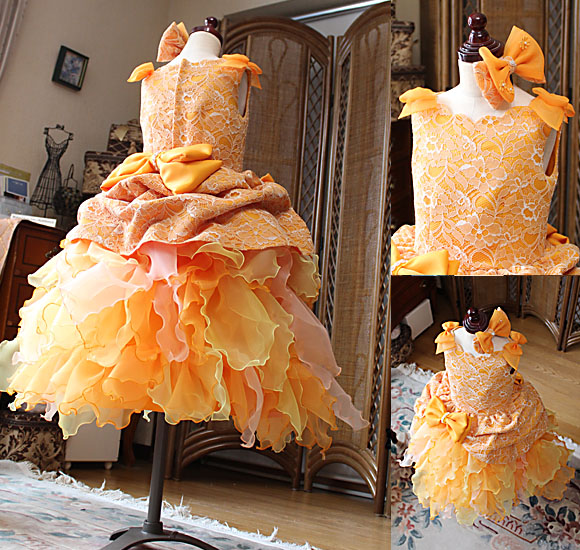 ドレスのバックスタイル リボンのヘッドドレス