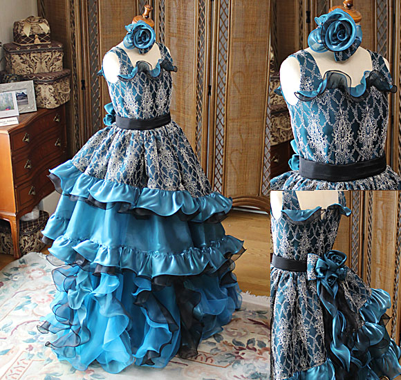 ピアノのコンチェルトドレス ブルー