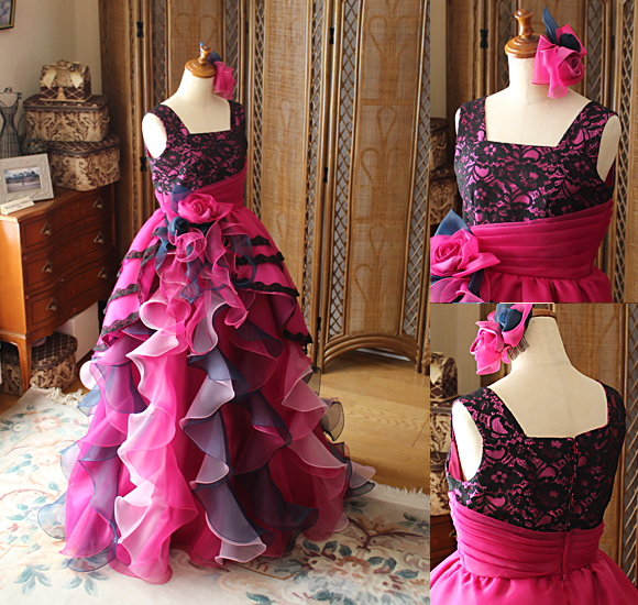 ピアノの演奏会ドレス チェリーピンク オーダーメイド