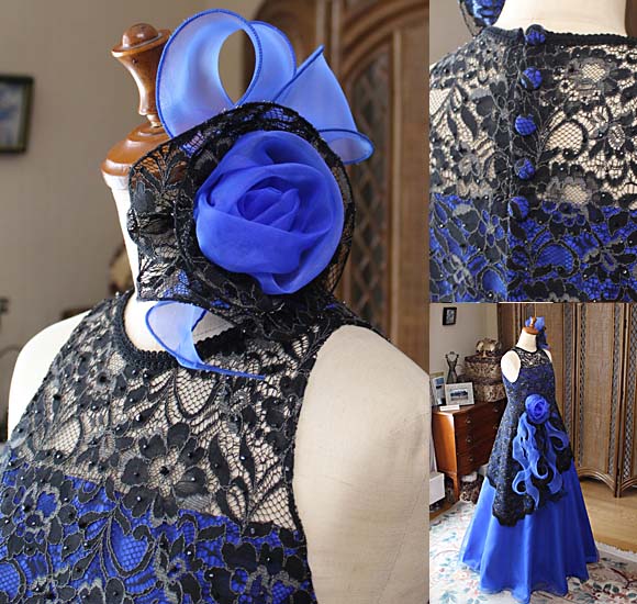 コサージュのヘッドドレス 背中のくるみボタン