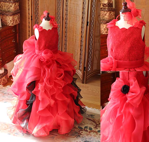 レッドのピアノコンクールドレス 茨城県のお客様 オーダーメイドドレス