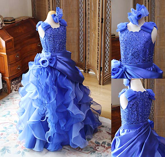 ピアノのコンサートドレス ブルー オーダーメイド