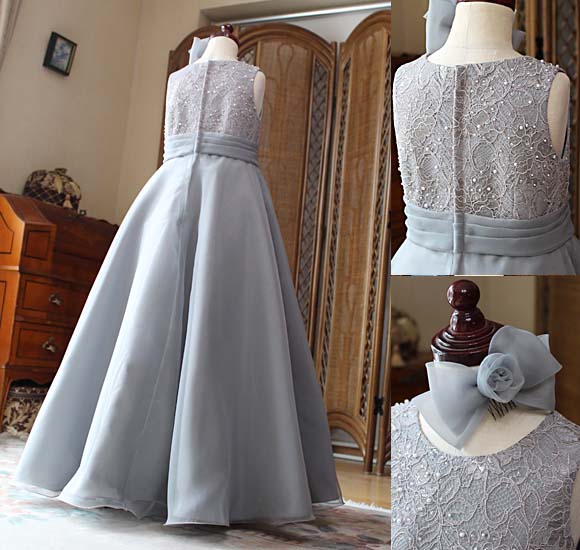 胸元のビーディング ヘッドドレス リボンコサージュ