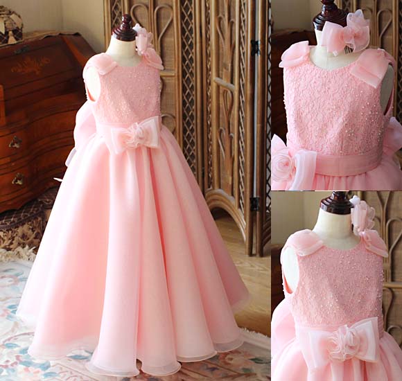 ピアノのコンサートドレス ミックス サーモンオレンジ オーダーメイド