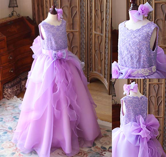 ピアノの入賞者コンサートドレス グラデーションパープル