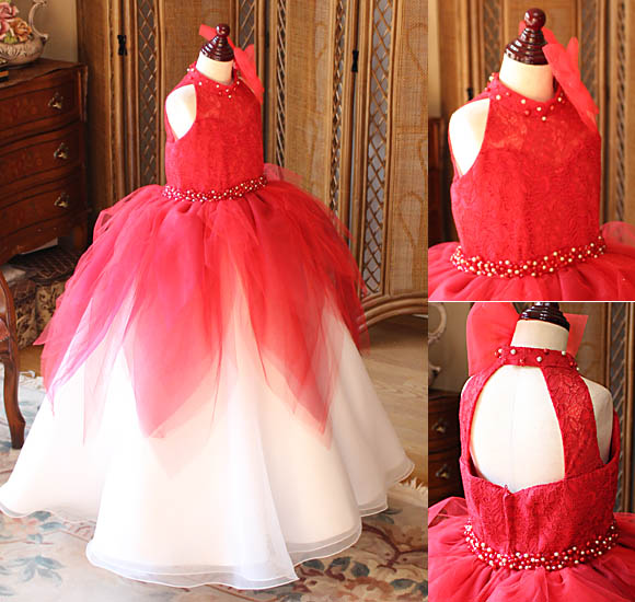 レッド＆ホワイトドレス クチュールドレス ジュニアドレス オーダーメイド