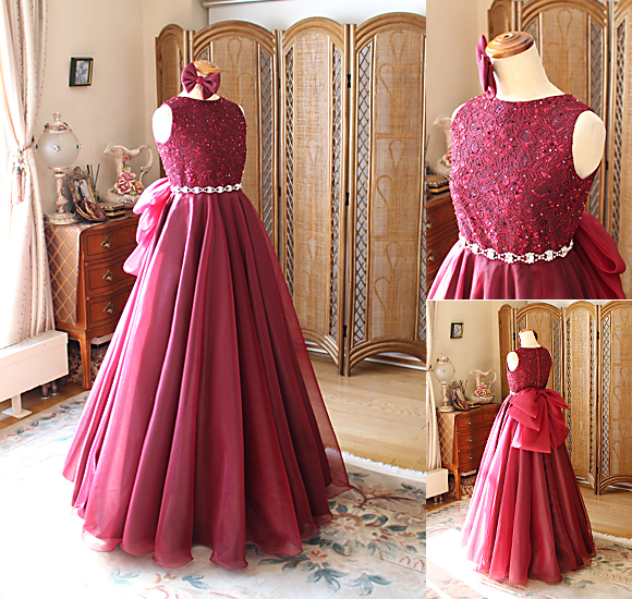 発表会ドレス ワインレッド オーダーメイド