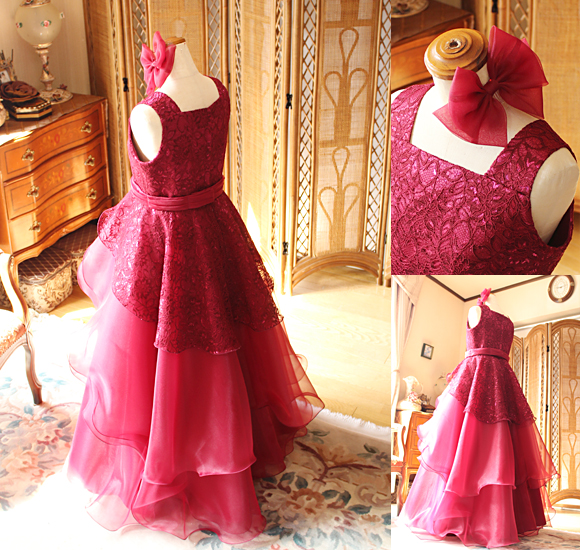 Aライン ティアードデザイン リボン