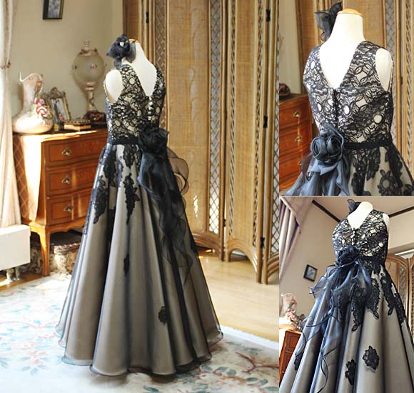 フレア Aライン スカート レースの装飾 コサージュ