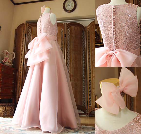 ティアード リボンデザイン バックスタイル クルミボタン