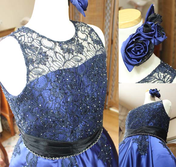 ラウンドネック ビーディング タッキングデザイン