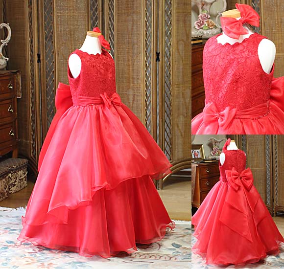 ヴァイオリン コンクールドレス ジュニアドレス レッド オーダーメイド