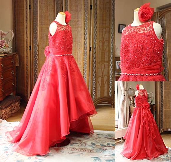 エレクトーン コンサートドレス レッド フレアAライン フィッシュテール 愛知県 名古屋