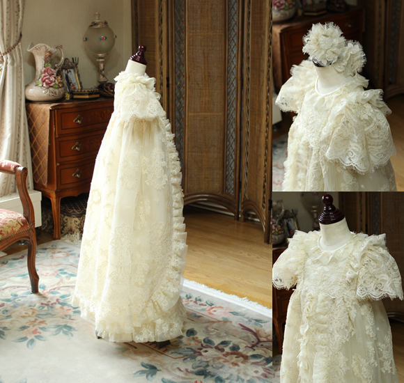 ロング ベビードレス レース ヘッドドレス