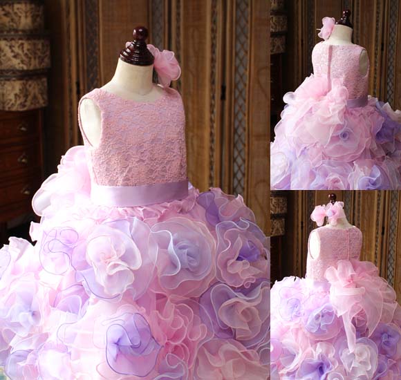 子供ドレス フラワードレス ピンク パープル