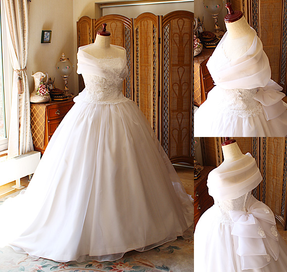 ウェディングドレス ベルライン ショールカラー