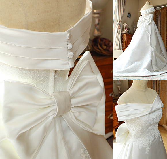 背後のリボン くるみボタン トップスデザイン