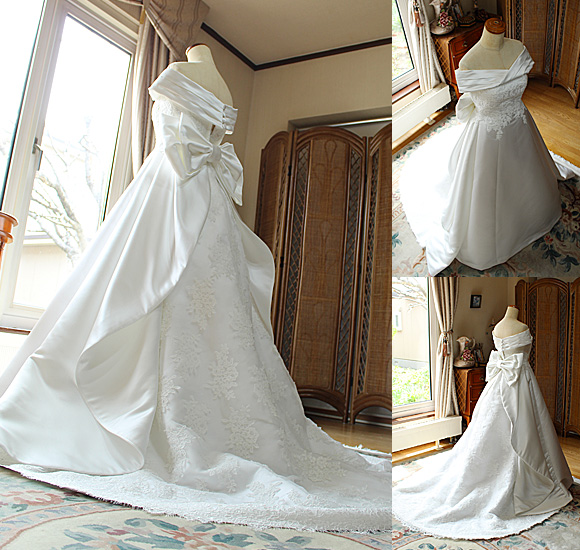 リバレース トレーン ウェディングドレス シルエット