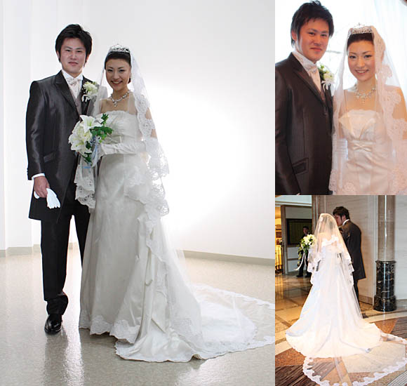 シルクサテンのウェディングドレス エンパイアライン オーダーメイド 札幌市の花嫁ドレス