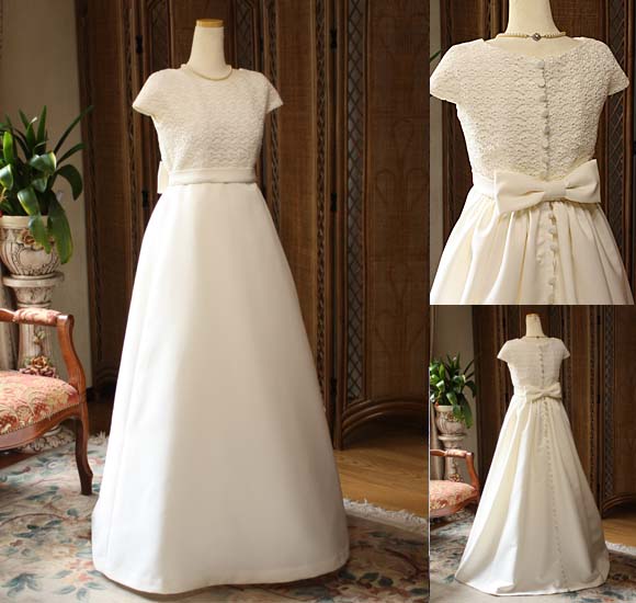 クラシックスタイルのウェディングドレス オフホワイト オーダーメイド 札幌市の花嫁様ドレス