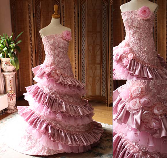 マーメイドラインのカクテルドレス お色直しカラードレス リメイク オーダーメイド