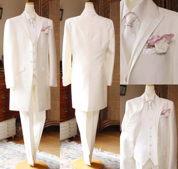 ロングタキシード ホワイト レンタル セミオーダー販売