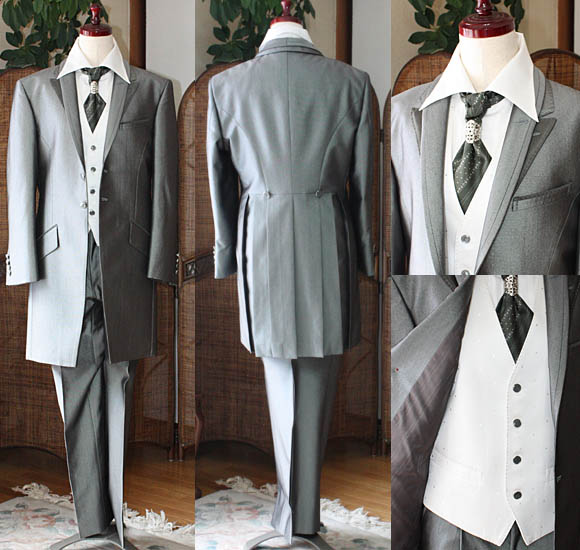 ショートフロックコート メタルグリーン レンタル セミオーダー販売