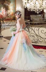 カクテルドレス レインボーカラー お色直しドレス オーダーメイド 札幌市