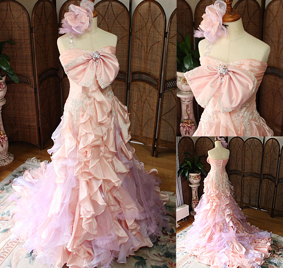 ピンクカラーのマーメイドライン カクテルドレス 札幌