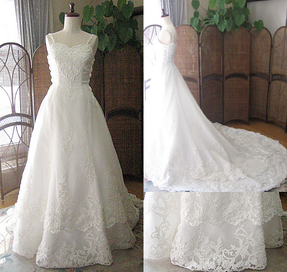 フランスリバレースを施したウェディングドレス プリンセスライン